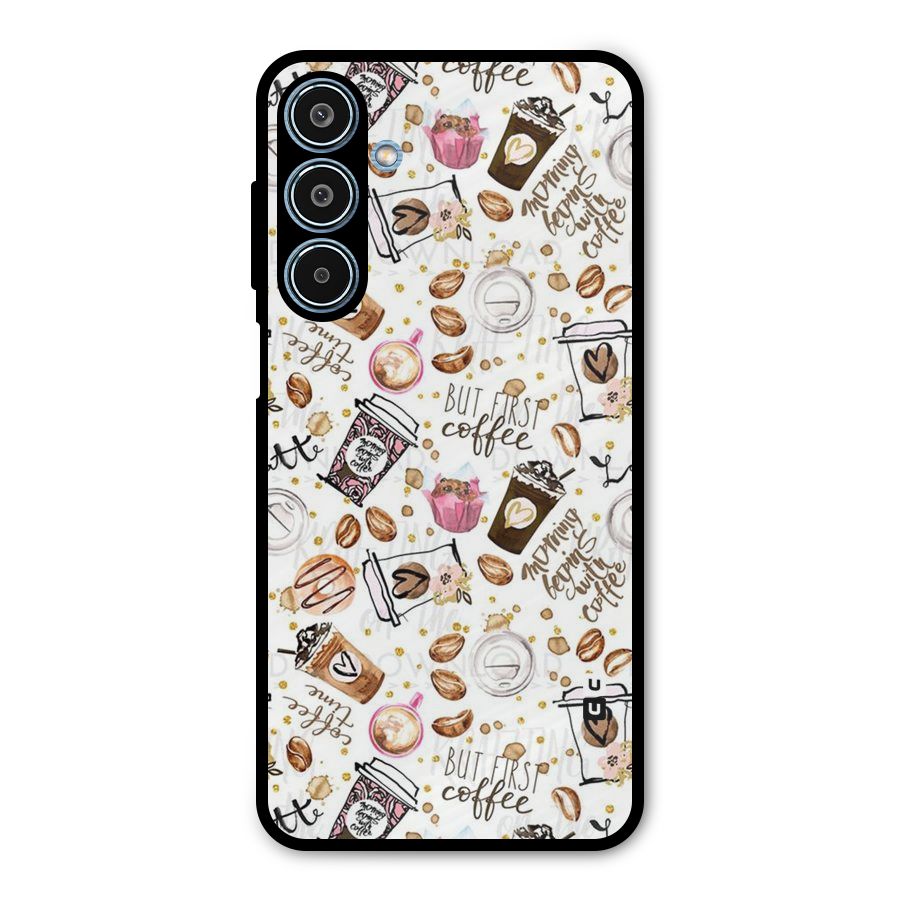 Coffee Pattern Metal Back Case for Galaxy M35