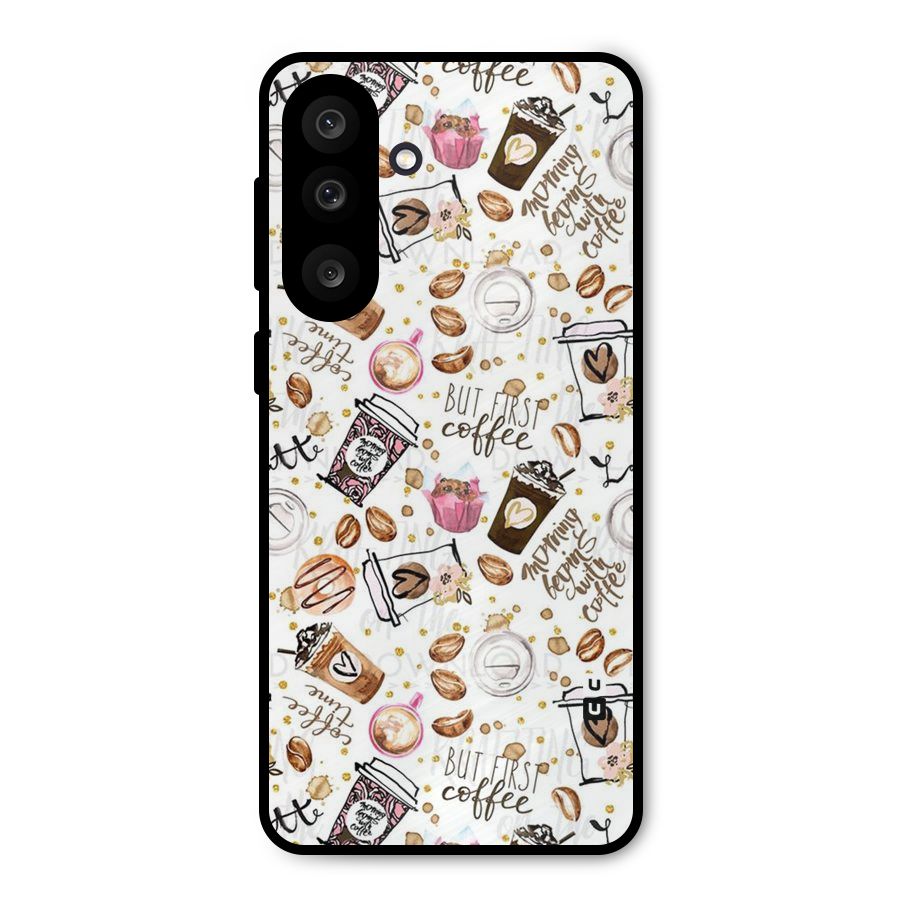 Coffee Pattern Metal Back Case for Galaxy M56