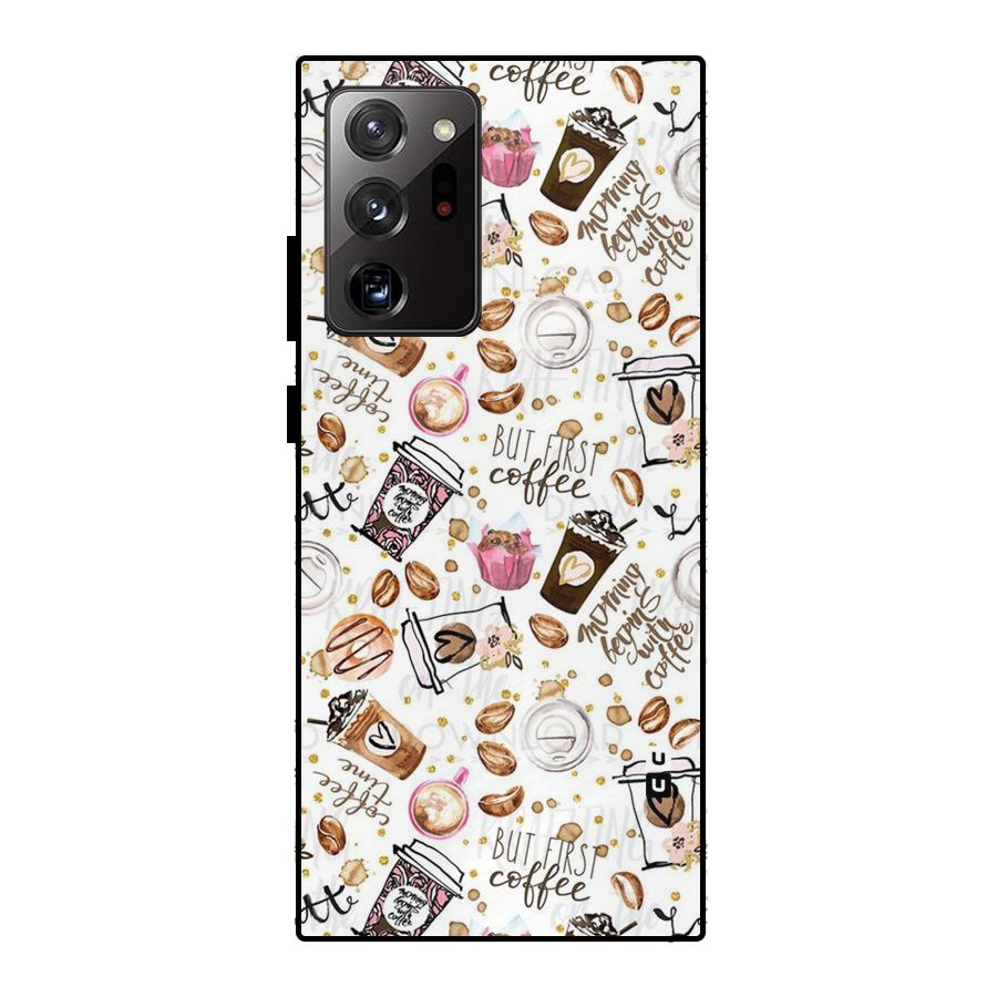 Coffee Pattern Metal Back Case for Galaxy Note 20 Ultra 5G