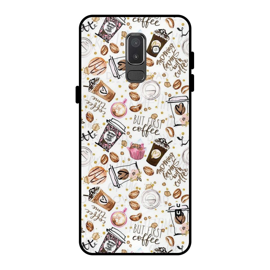 Coffee Pattern Metal Back Case for Galaxy On8 (2018)