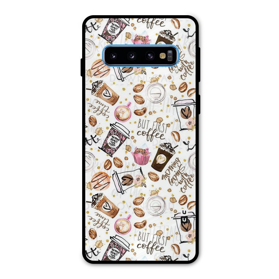 Coffee Pattern Metal Back Case for Galaxy S10