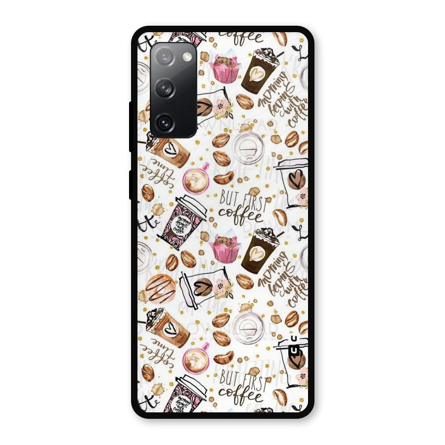 Coffee Pattern Metal Back Case for Galaxy S20 FE 5G