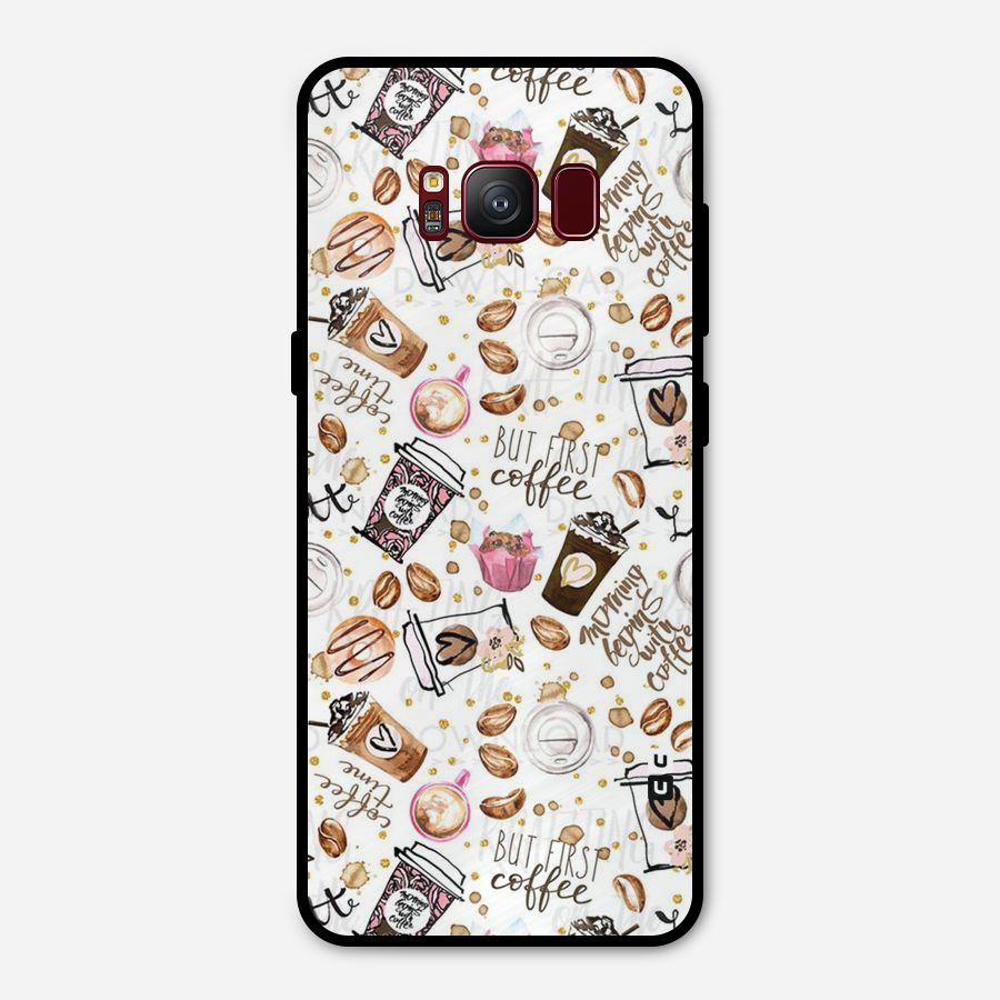 Coffee Pattern Metal Back Case for Galaxy S8
