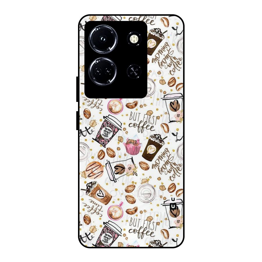 Coffee Pattern Metal Back Case for Infinix Note 30 5G
