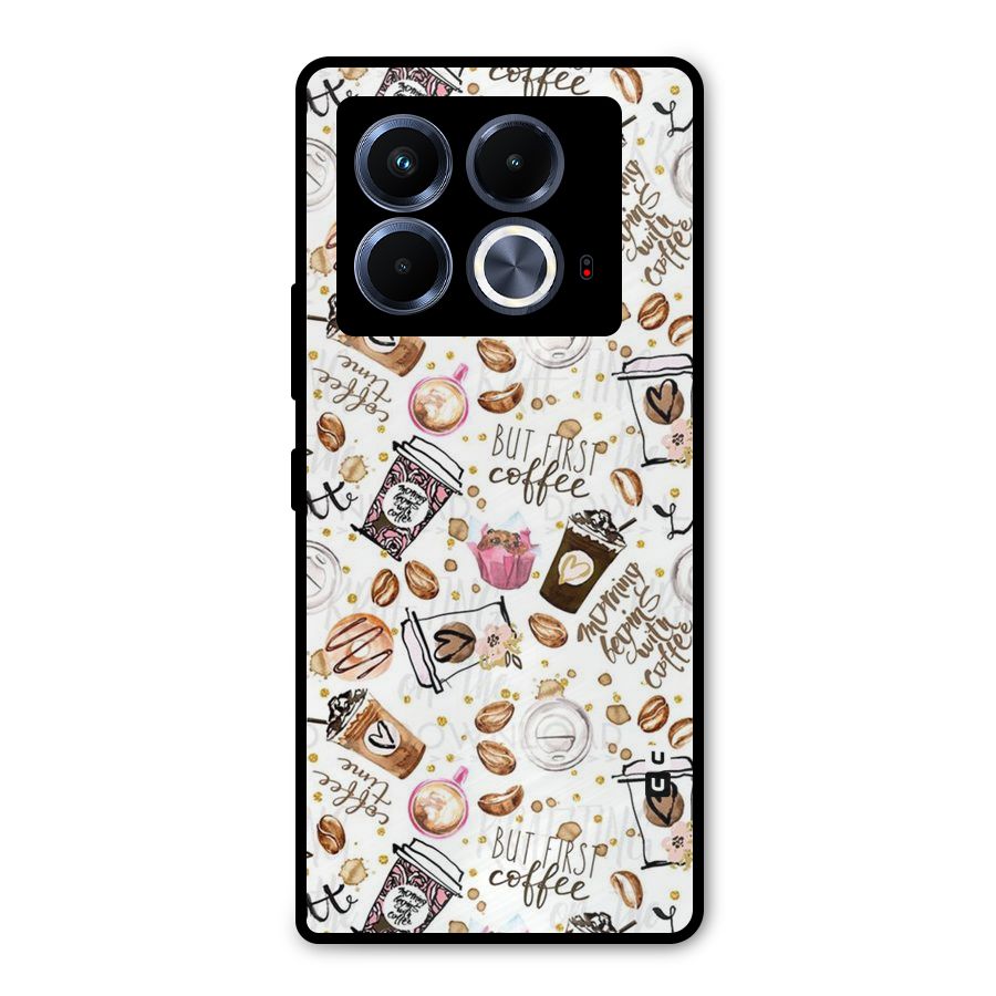Coffee Pattern Metal Back Case for Infinix Note 40 5G