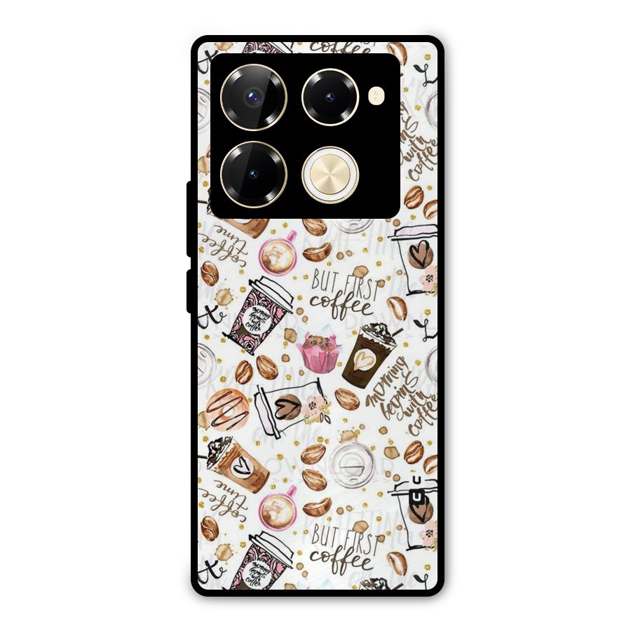 Coffee Pattern Metal Back Case for Infinix Note 40 Pro Plus