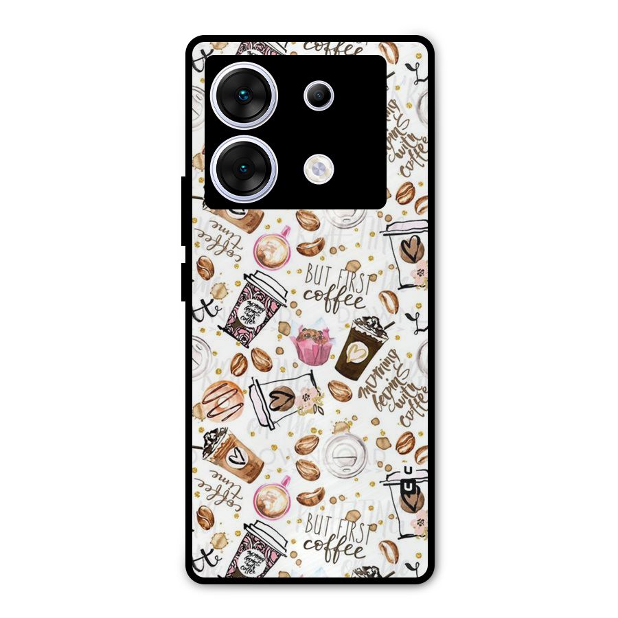 Coffee Pattern Metal Back Case for Infinix Zero 30 5G