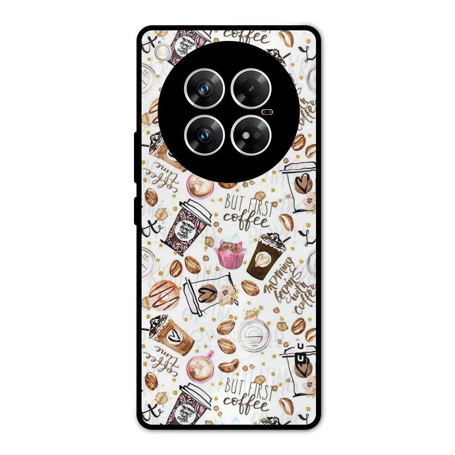 Coffee Pattern Metal Back Case for Infinix Zero 40 5G