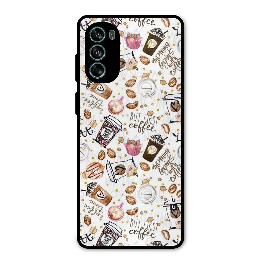 Coffee Pattern Metal Back Case for Moto G62
