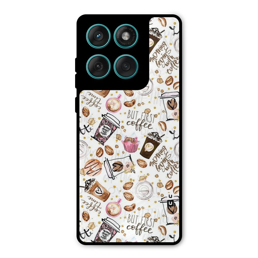 Coffee Pattern Metal Back Case for Motorola Edge 60 Fusion