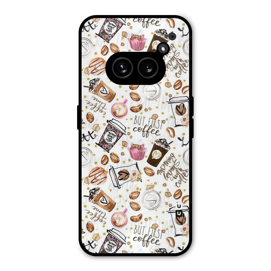 Coffee Pattern Metal Back Case for Nothing Phone 2a Plus