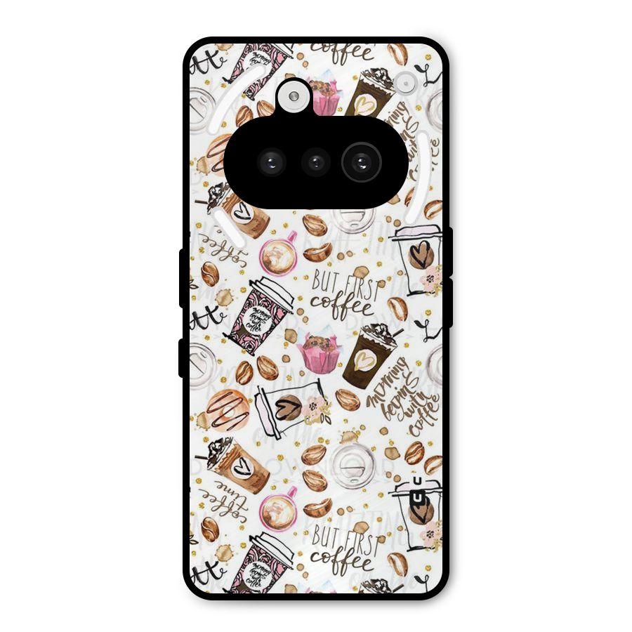 Coffee Pattern Metal Back Case for Nothing Phone 3a