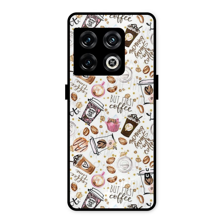 Coffee Pattern Metal Back Case for OnePlus 10 Pro 5G