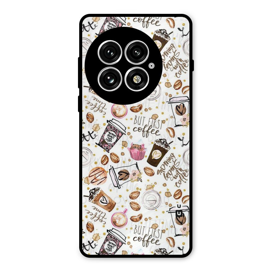 Coffee Pattern Metal Back Case for OnePlus 13