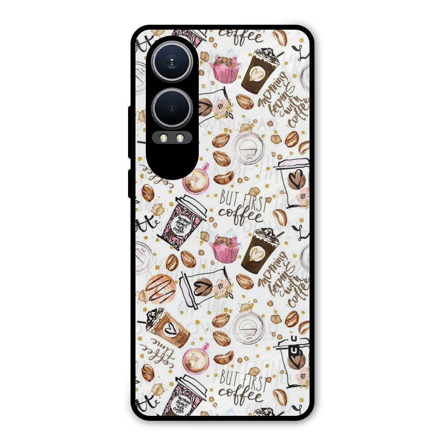 Coffee Pattern Metal Back Case for OnePlus Nord CE4 Lite