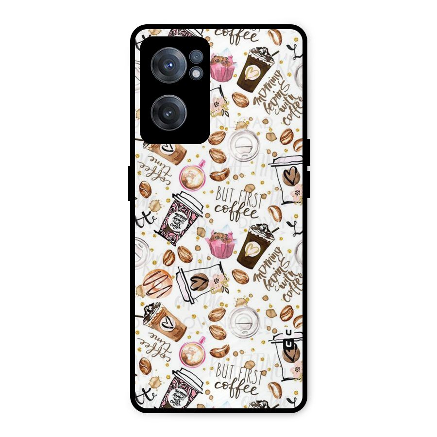 Coffee Pattern Metal Back Case for OnePlus Nord CE 2 5G