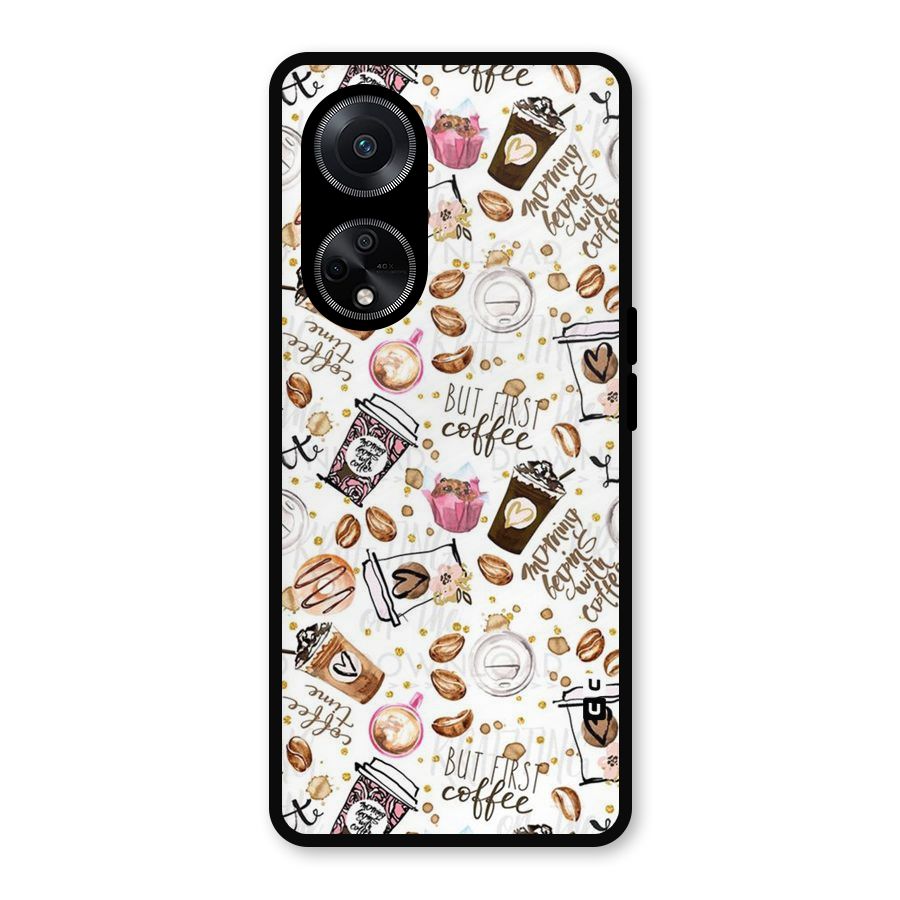 Coffee Pattern Metal Back Case for Oppo F23