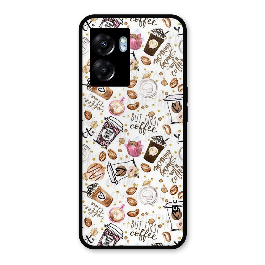 Coffee Pattern Metal Back Case for Oppo K10 (5G)