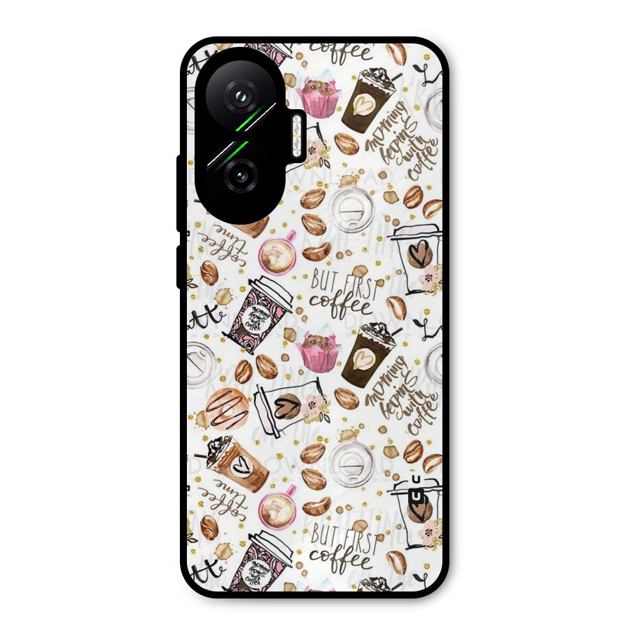 Coffee Pattern Metal Back Case for Poco F7