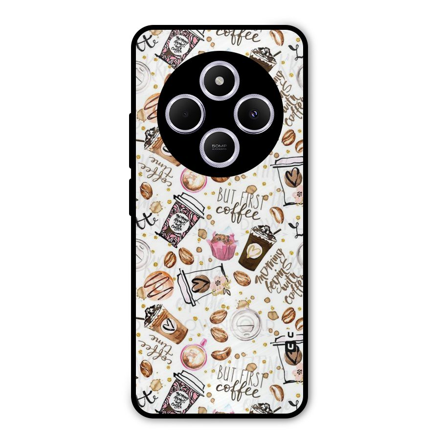 Coffee Pattern Metal Back Case for Poco M7