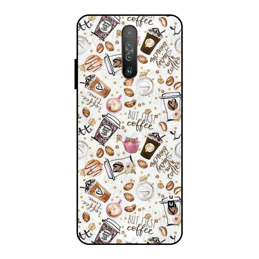 Coffee Pattern Metal Back Case for Poco X2