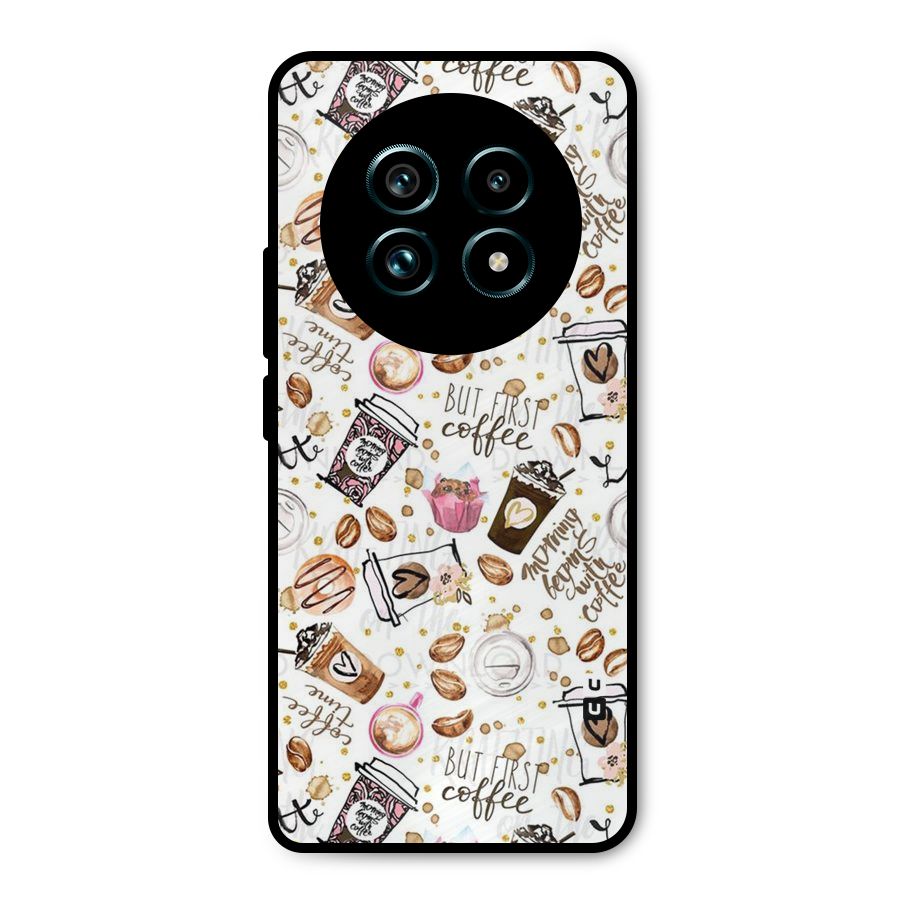 Coffee Pattern Metal Back Case for Realme 13 Pro Plus
