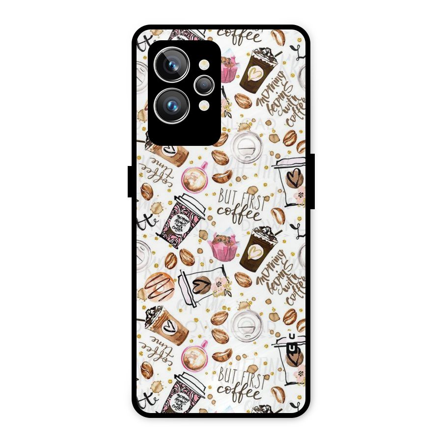 Coffee Pattern Metal Back Case for Realme GT2 Pro