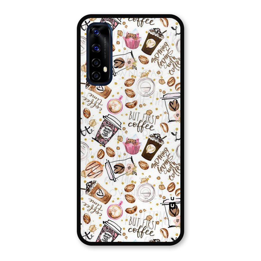Coffee Pattern Metal Back Case for Realme Narzo 20 Pro