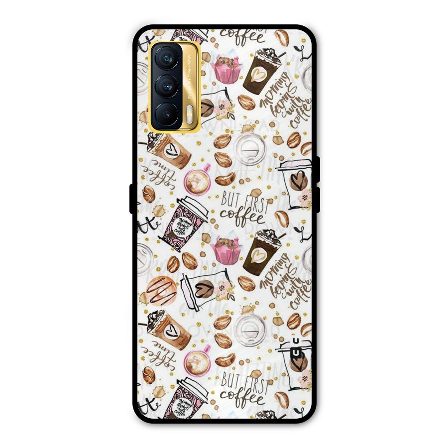 Coffee Pattern Metal Back Case for Realme X7
