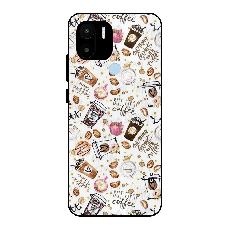 Coffee Pattern Metal Back Case for Redmi A2+