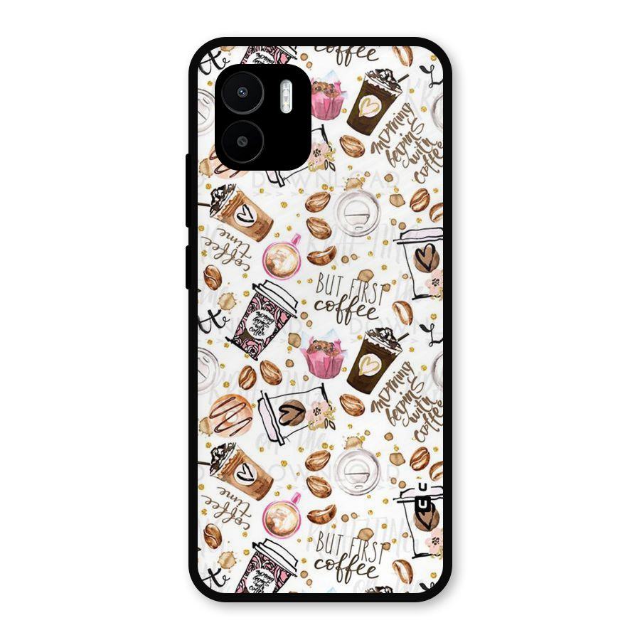 Coffee Pattern Metal Back Case for Redmi A2
