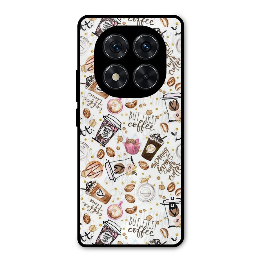 Coffee Pattern Metal Back Case for Redmi Note 14 Pro 5G