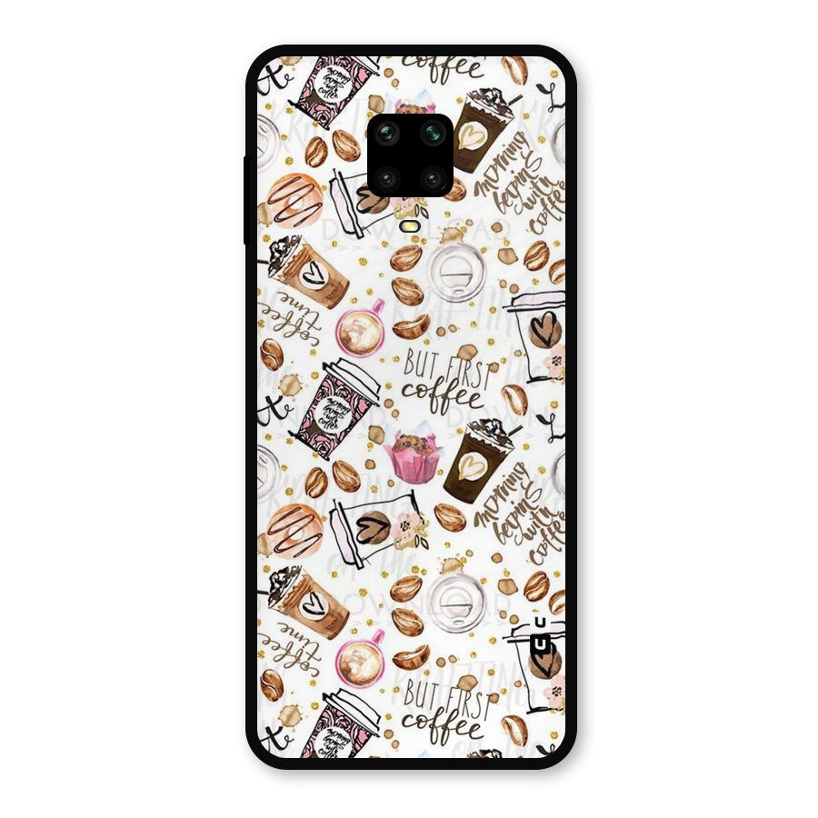 Coffee Pattern Metal Back Case for Redmi Note 9 Pro