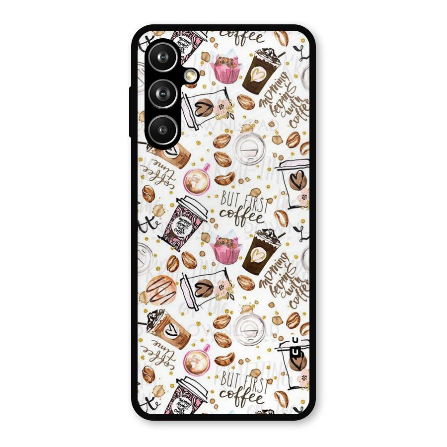 Coffee Pattern Metal Back Case for Samsung Galaxy M54
