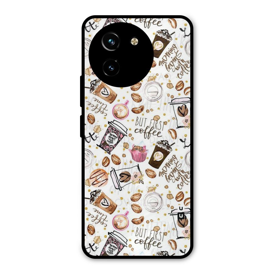 Coffee Pattern Metal Back Case for Vivo T3x