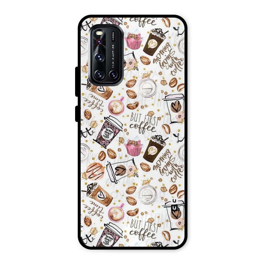 Coffee Pattern Metal Back Case for Vivo V19