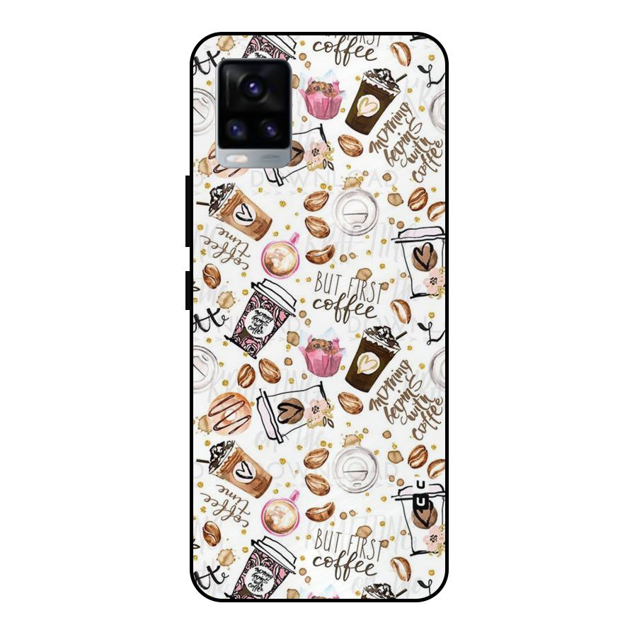 Coffee Pattern Metal Back Case for Vivo V20
