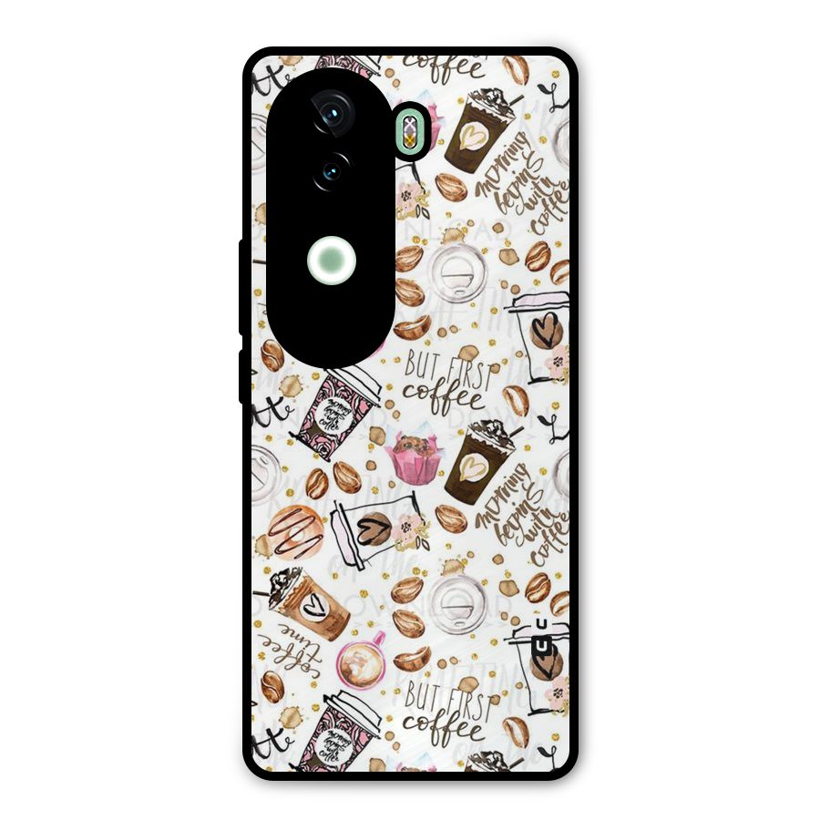 Coffee Pattern Metal Back Case for Vivo V40e