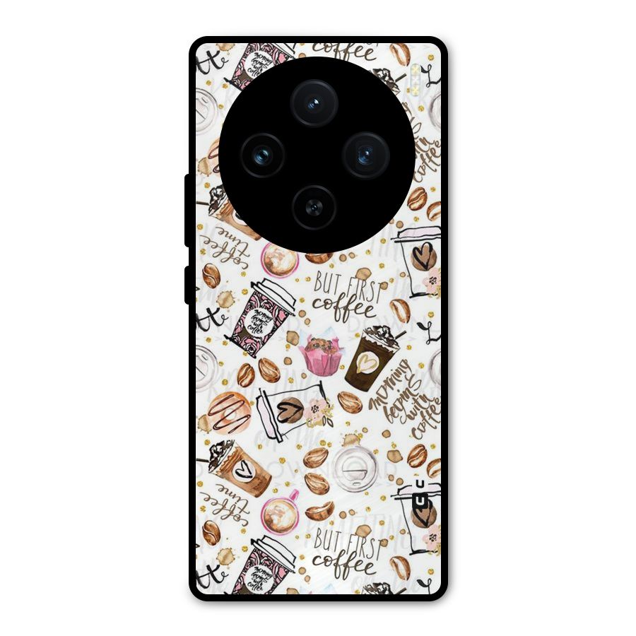 Coffee Pattern Metal Back Case for Vivo X100