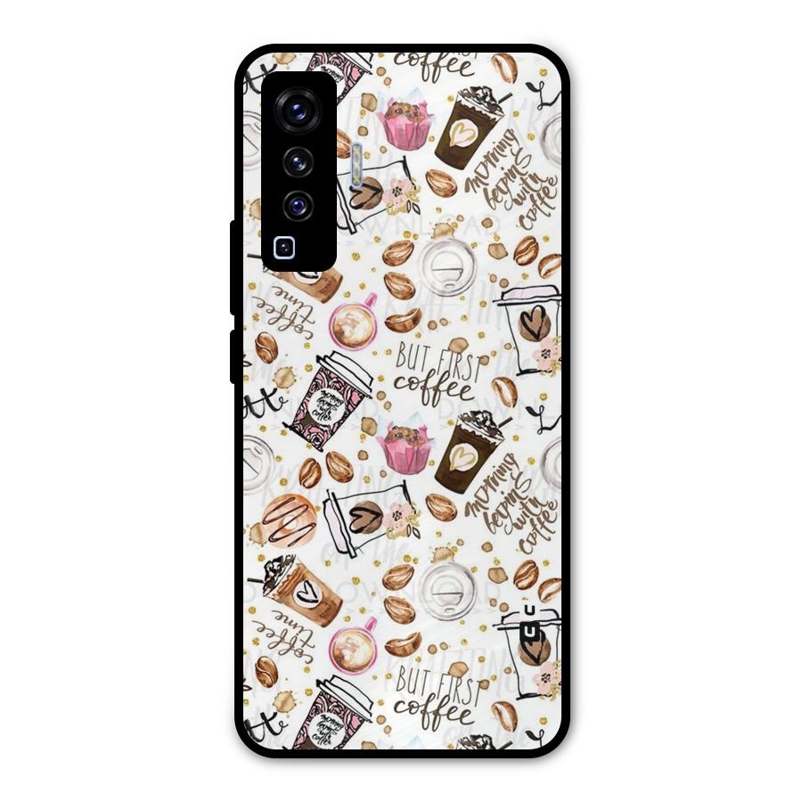 Coffee Pattern Metal Back Case for Vivo X50