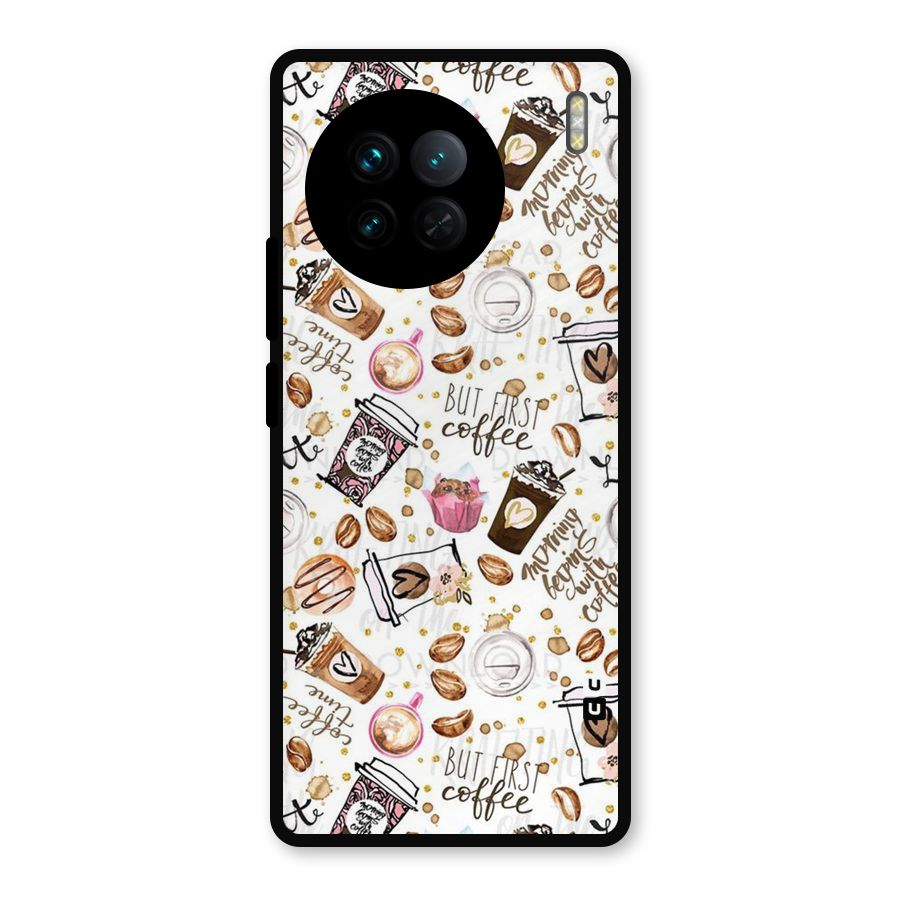 Coffee Pattern Metal Back Case for Vivo X90