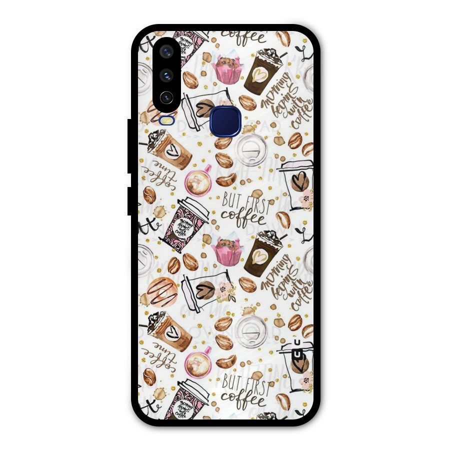 Coffee Pattern Metal Back Case for Vivo Y15