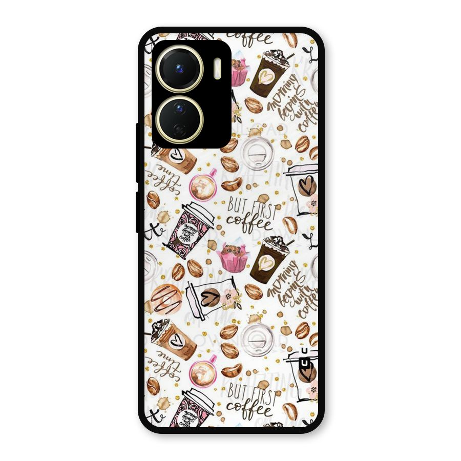 Coffee Pattern Metal Back Case for Vivo Y56