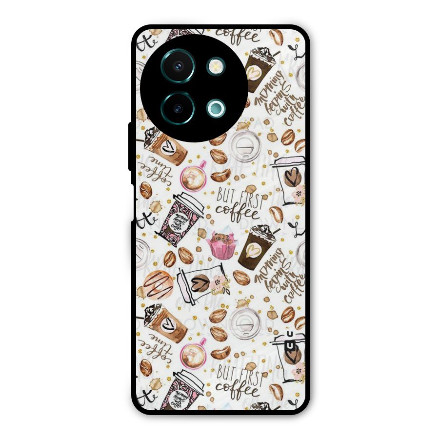 Coffee Pattern Metal Back Case for Vivo Y58