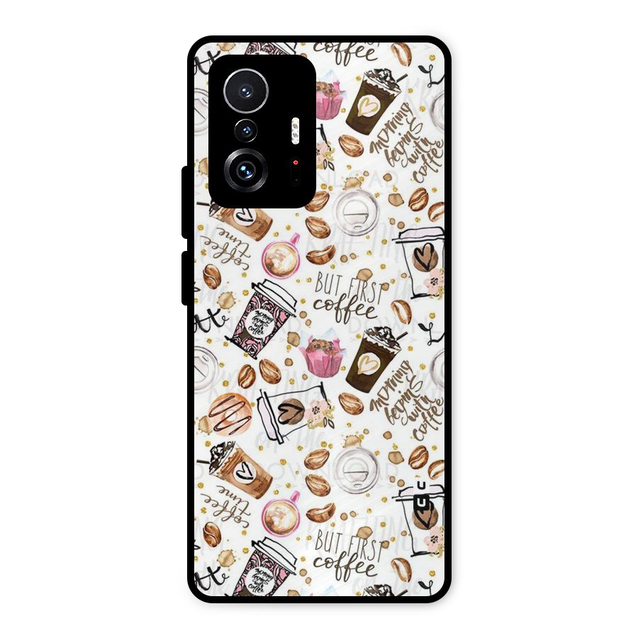 Coffee Pattern Metal Back Case for Xiaomi 11T Pro