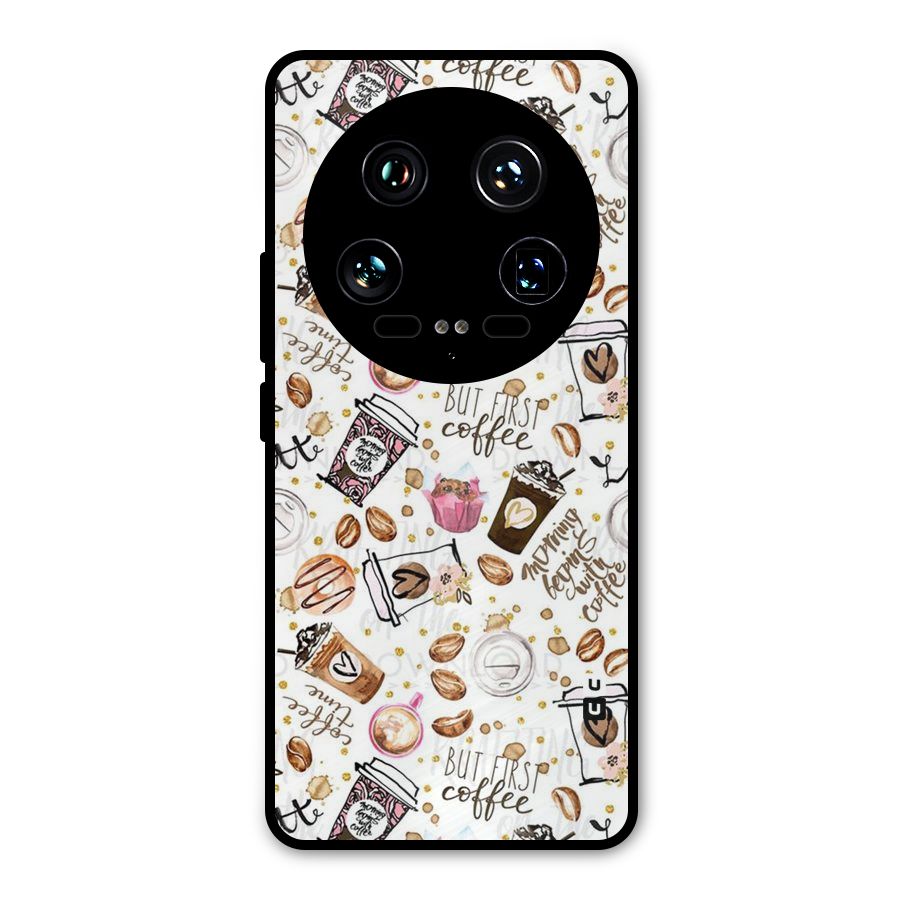 Coffee Pattern Metal Back Case for Xiaomi 14 Ultra