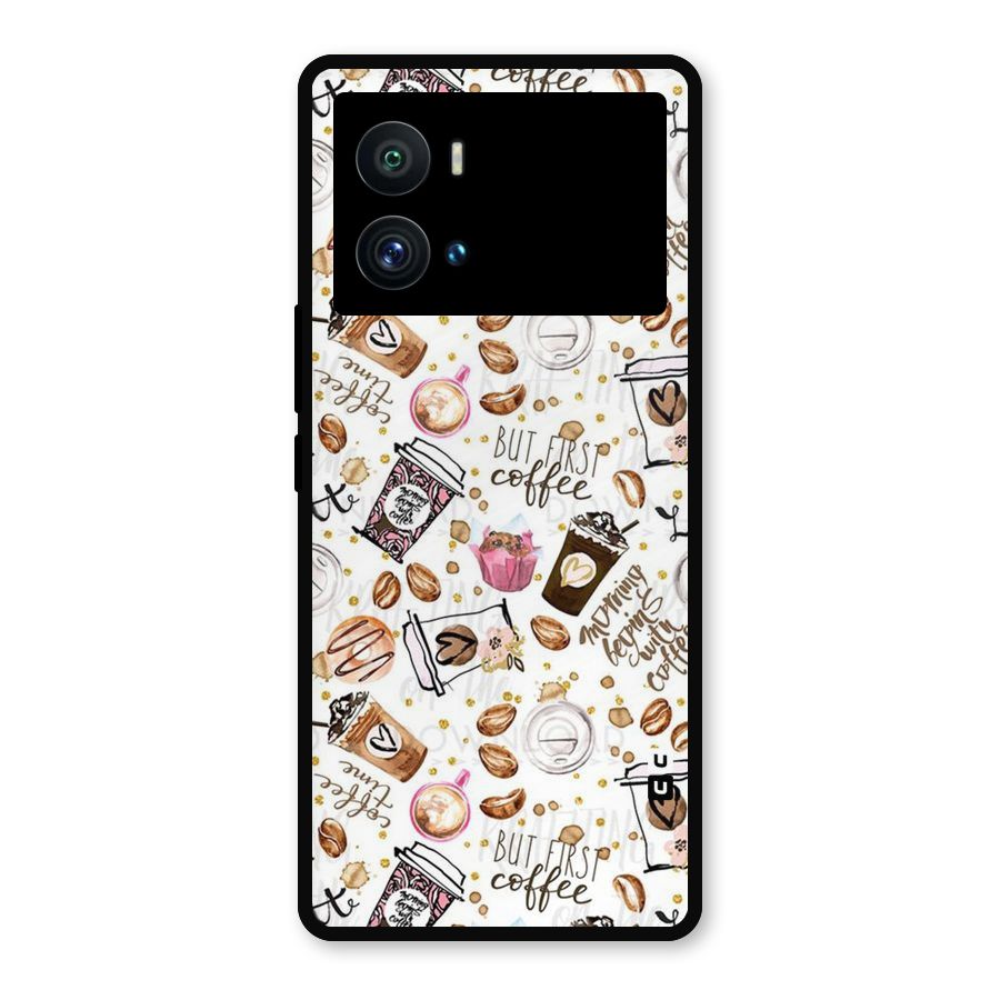 Coffee Pattern Metal Back Case for iQOO 9 Pro