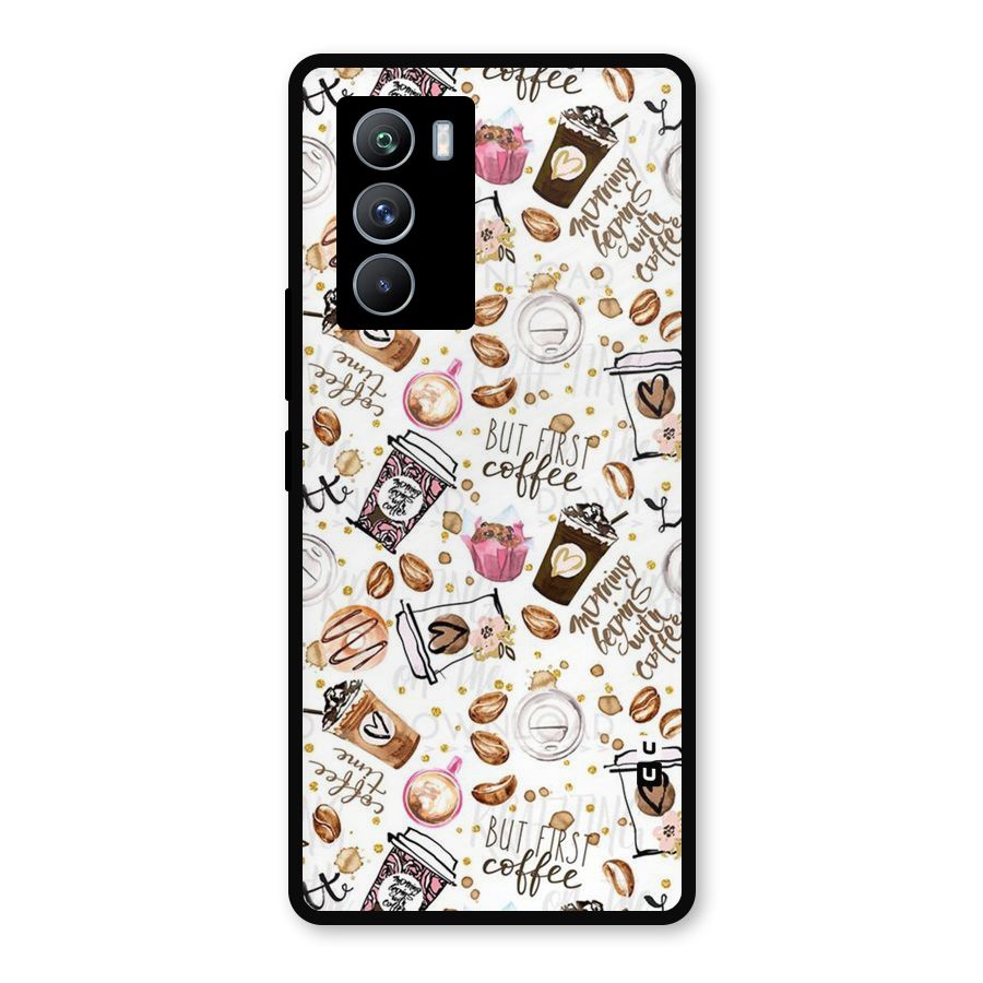 Coffee Pattern Metal Back Case for iQOO 9 SE