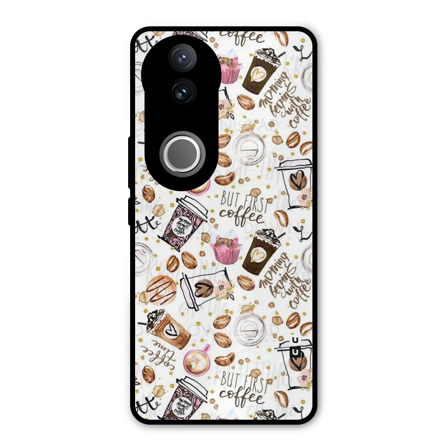 Coffee Pattern Metal Back Case for iQOO Z10R