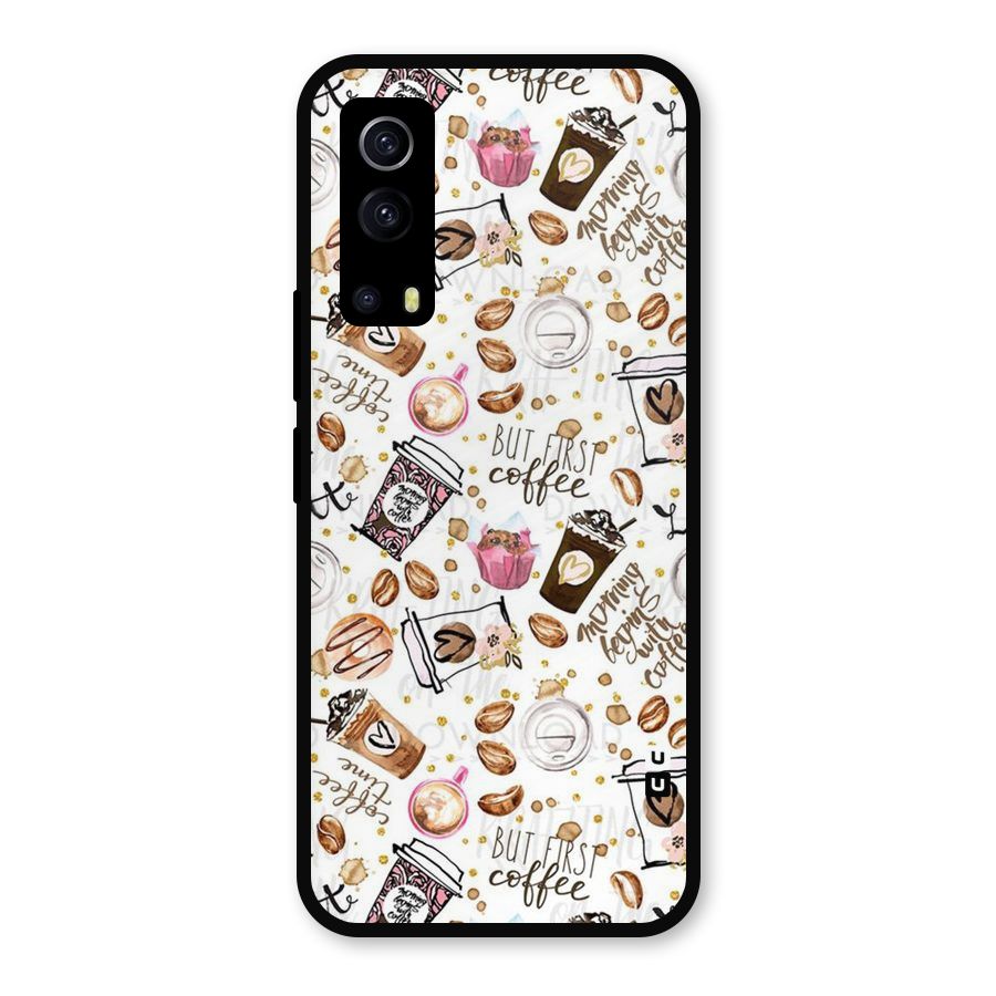 Coffee Pattern Metal Back Case for iQOO Z3